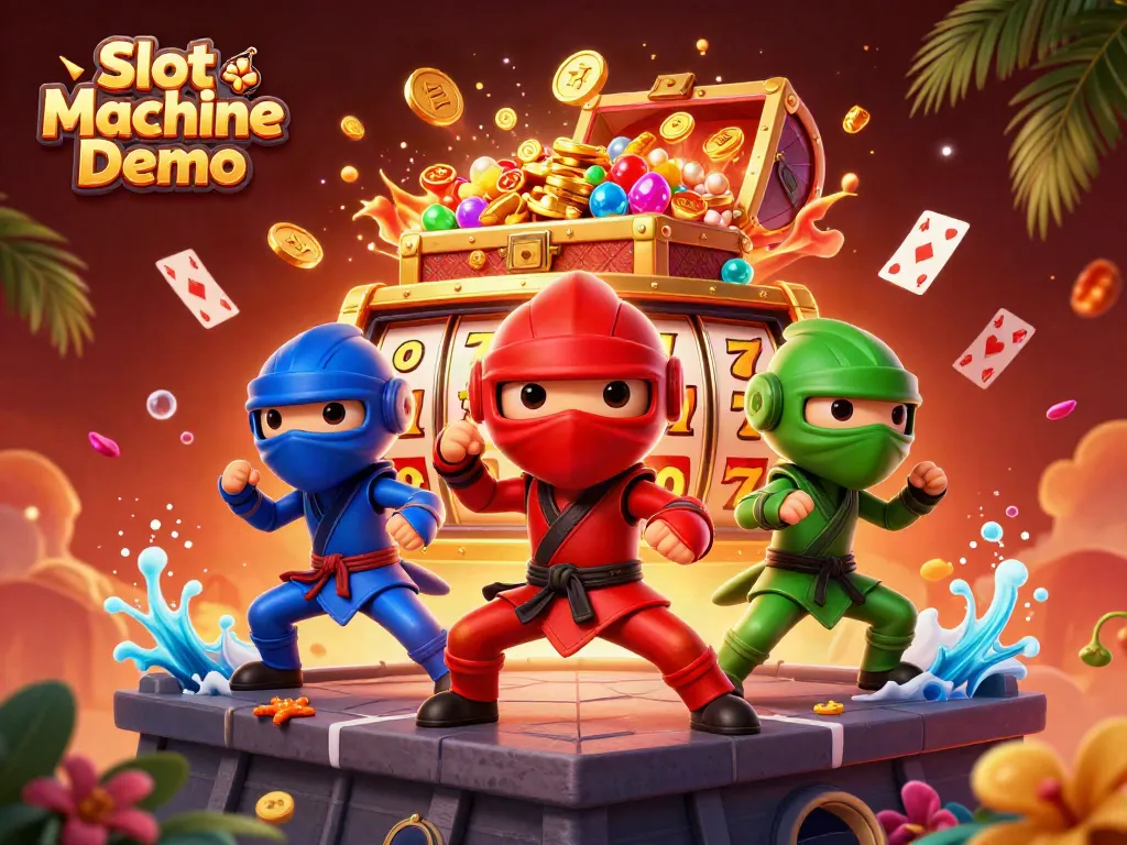 Experience thrilling Slot Machine Demo action with ninjas and vibrant casino elements