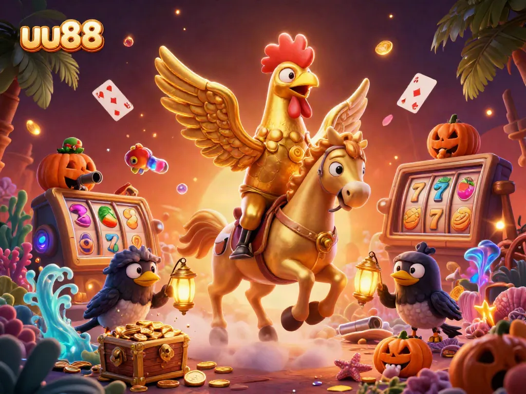 Engage in thrilling gameplay at uu88 casino with vibrant, detailed 3D illustration depicting unique gaming elements.