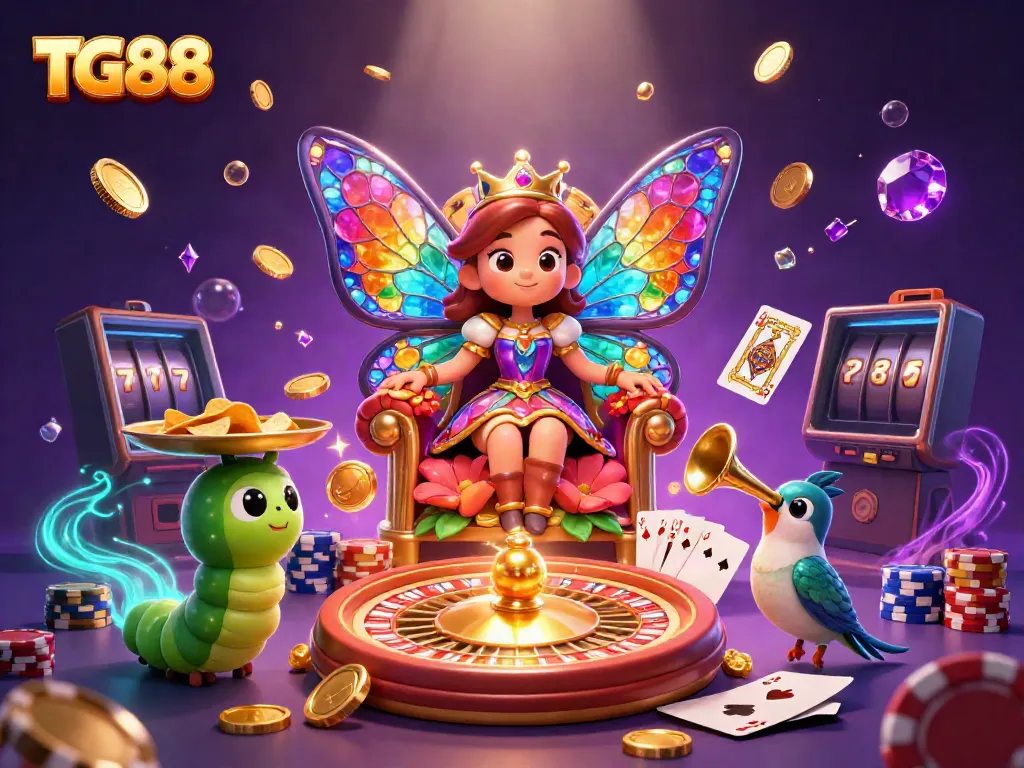 Participate in exciting gaming at TG88 with vibrant characters and dynamic casino elements