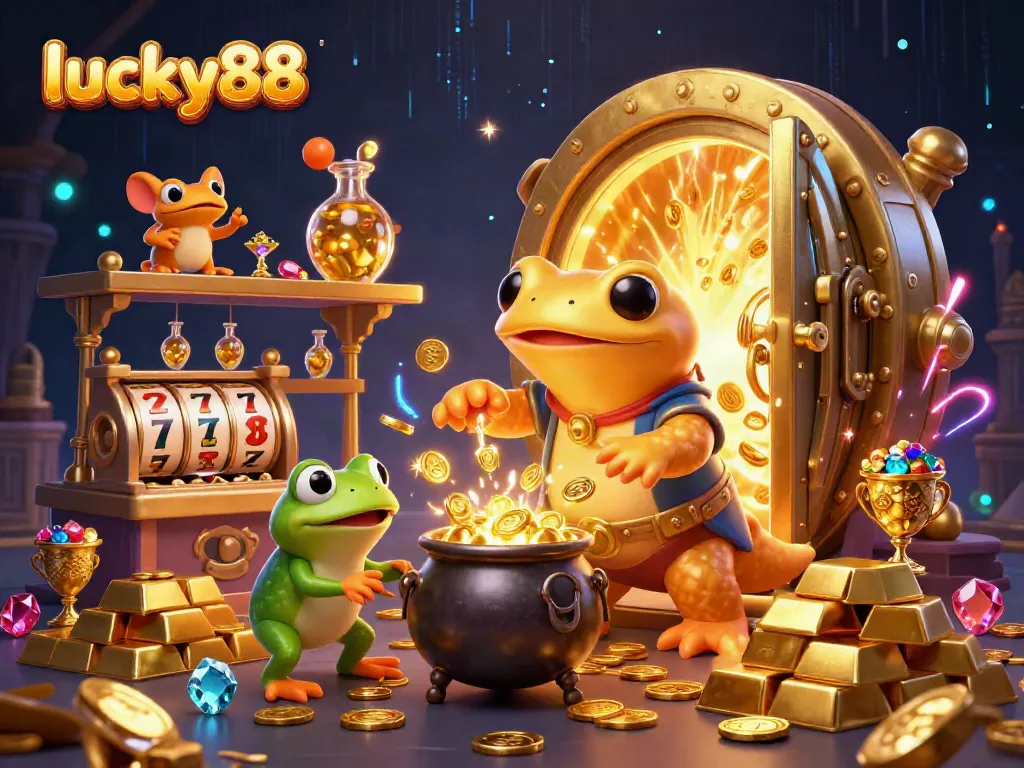 Experience thrilling gameplay at lucky88 with our vibrant 3D casino scene featuring magical elements.