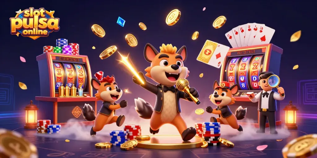 Experience fun with slot pulsa online at a dynamic casino scene filled with jackpots and card games.