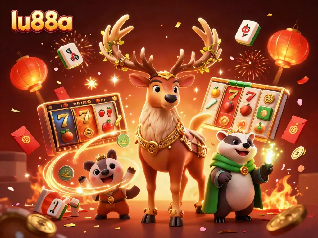 Experience thrilling slots and jackpots at lu88a with our vibrant, detailed casino scene.