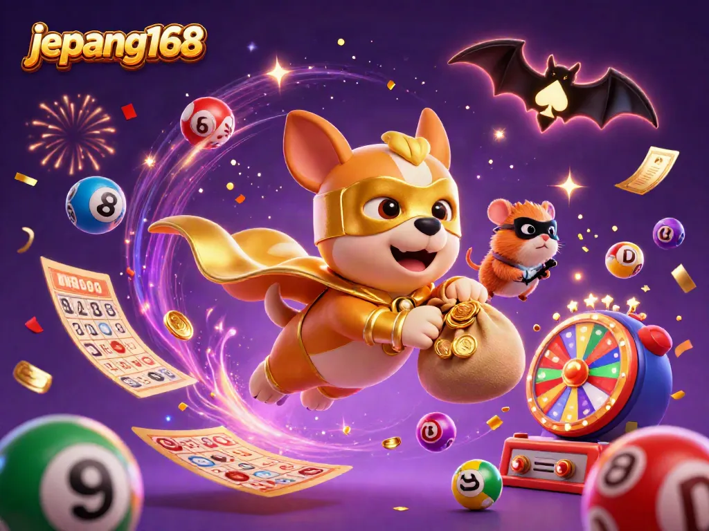 Experience vibrant gaming action with Jepang168 in an exciting casino-themed illustration.