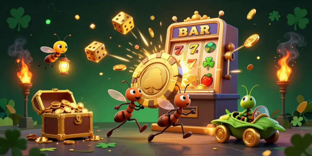 Experience thrilling casino action with SHBET's vibrant characters in a heist scene and golden elements.