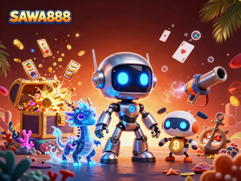 Win big with SAWA888 in an immersive 3D casino adventure featuring slots and treasures.
