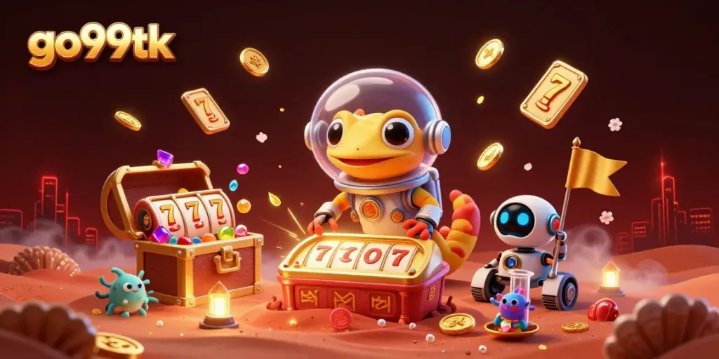 Experience thrilling gameplay at go99tk with a Martian gecko in a vibrant casino universe.