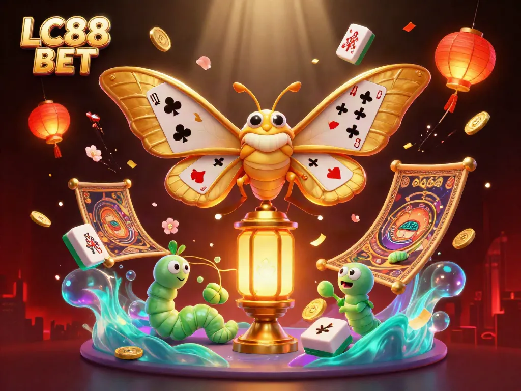 Experience the excitement of LC88 BET with vibrant game visuals and dynamic casino elements in this stunning scene.