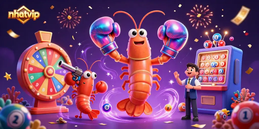 Experience the excitement of nhatvip gaming with vibrant lottery balls and dynamic casino elements.