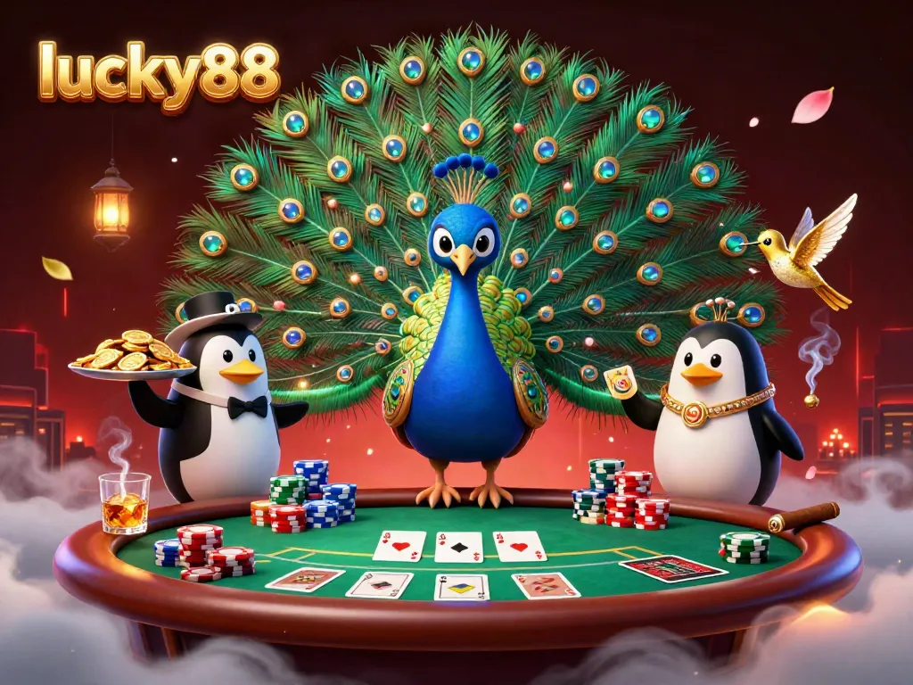 Engage in exciting poker games at lucky88 with vibrant characters and a thrilling casino ambiance.