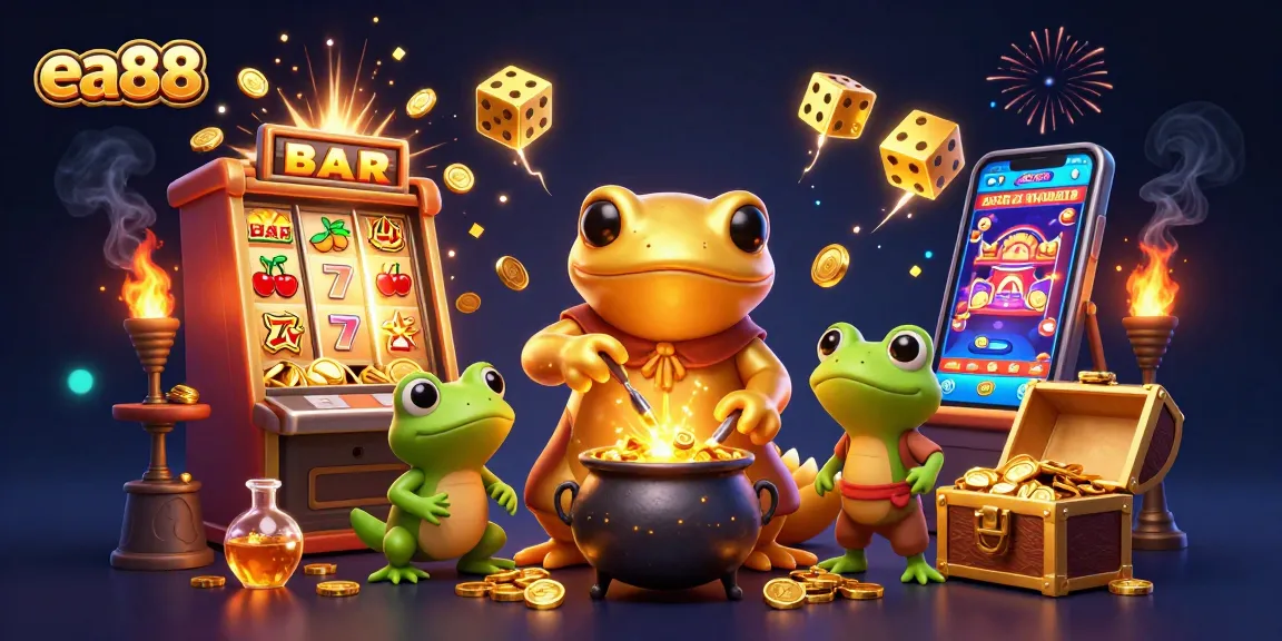 ea88 players winning golden coins in a vibrant casino scene with magical effects.