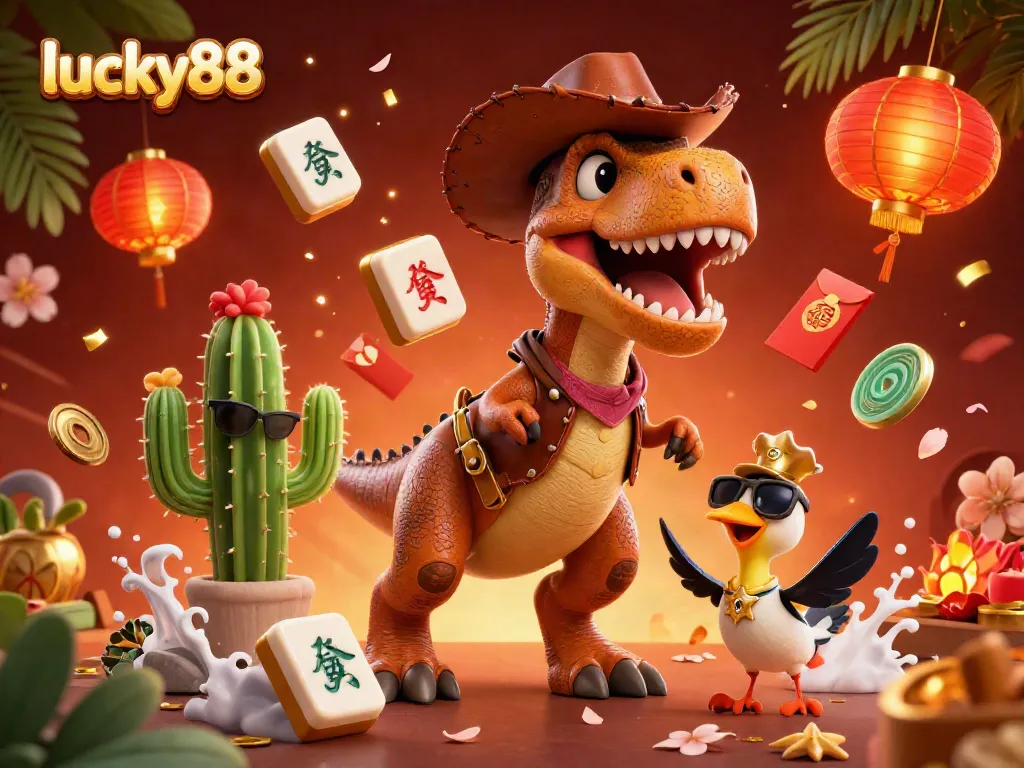 Engage with lucky88 in this thrilling 3D casino illustration showcasing vibrant characters and dynamic gaming elements.