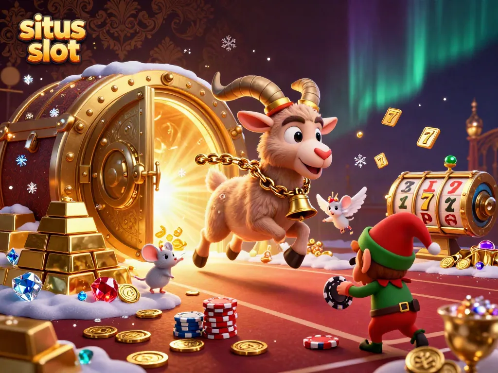 Enjoy thrilling situs slot action with a Krampus goat, an angel mouse, and mischievous gremlins in a festive casino.