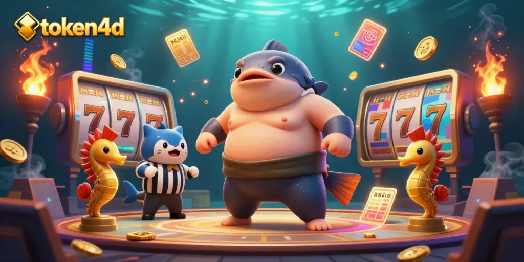 Permainan slot gacor di TOKEN4D, fugu menggemaskan dan wasit ikan lele dalam pertempuran bawah laut.