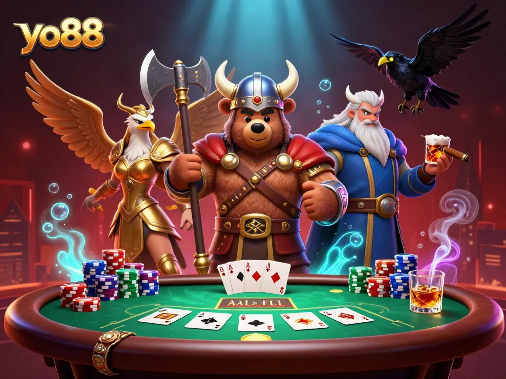 Engage in thrilling poker action with yo88 while exploring an epic Viking-themed casino adventure.
