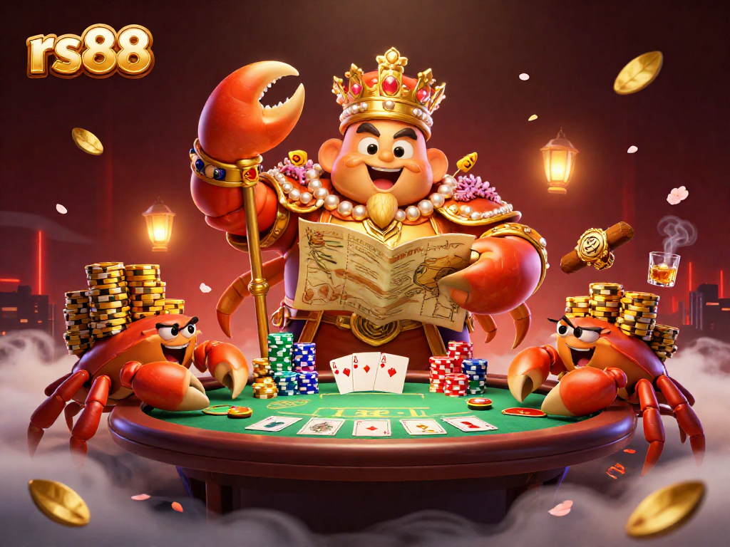 Engage with the ultimate rs88 experience showcasing a golden crab emperor and poker excitement.