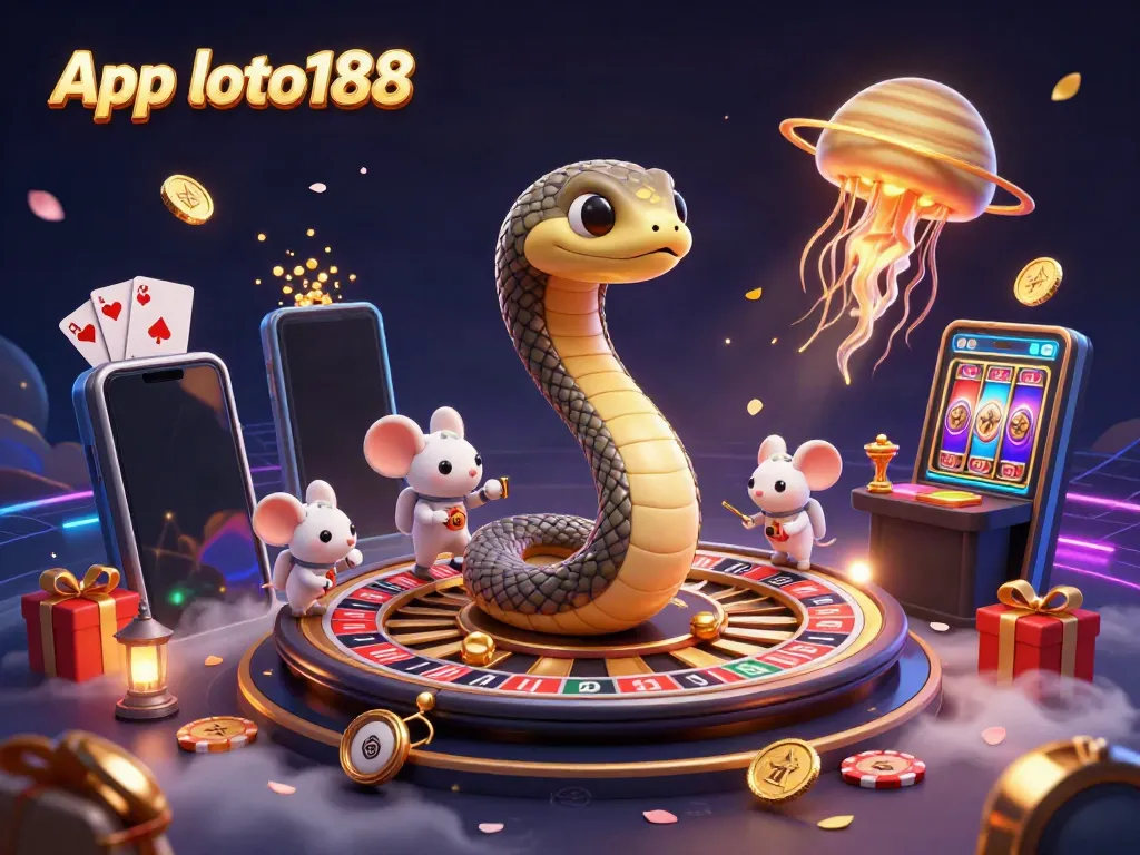 Experience excitement with App loto188, featuring a vibrant cosmic casino scene with animated characters and engaging gameplay.