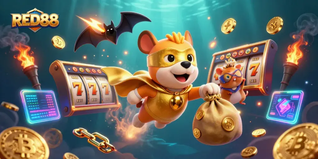 Experience exciting casino adventures with RED88 as the superhero dog and his hamster sidekick transport gamblers to a thrilling gaming realm.