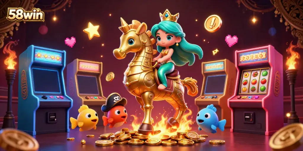 Engage with thrilling casino action at 58win featuring a vibrant 3D mermaid princess scene!