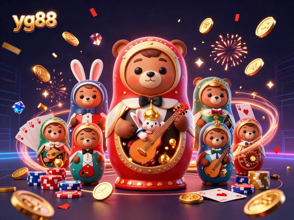 Experience the vibrant excitement of yg88's online casino scene with colorful characters and dynamic gaming elements.