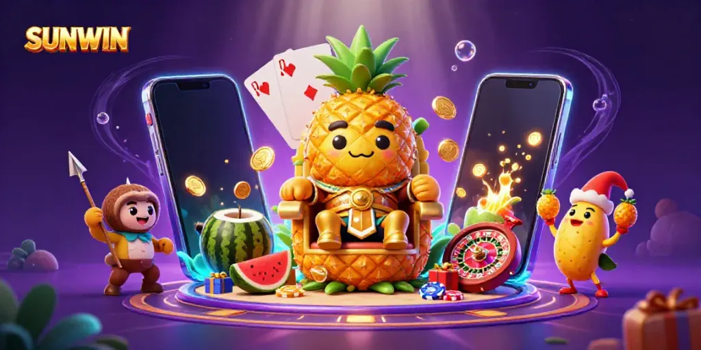 Experience SUNWIN casino magic with a golden pineapple king and tropical themes.