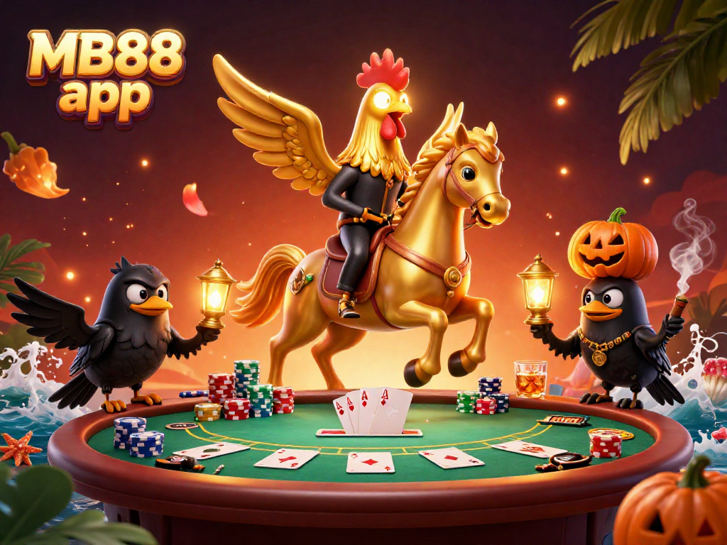 Experience thrilling casino action with the MB88 app, featuring vibrant characters in a dynamic gaming environment.