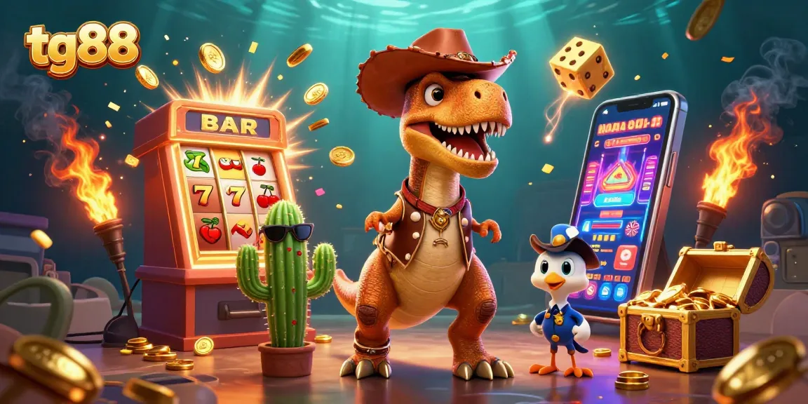 Join the action at tg88 with dynamic casino games and playful characters in an exciting scene.