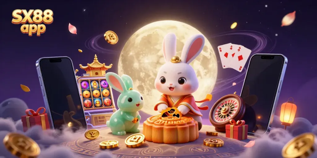 Experience the thrill of the SX88 app with vibrant characters and casino elements.