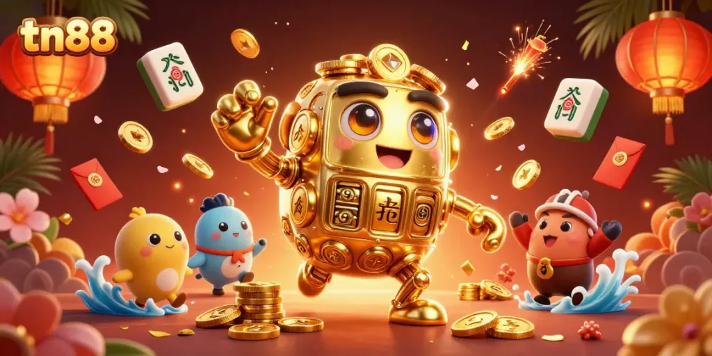 Engage with tn88 and chase winning jackpots in a vibrant 3D casino illustration filled with excitement and rich details.