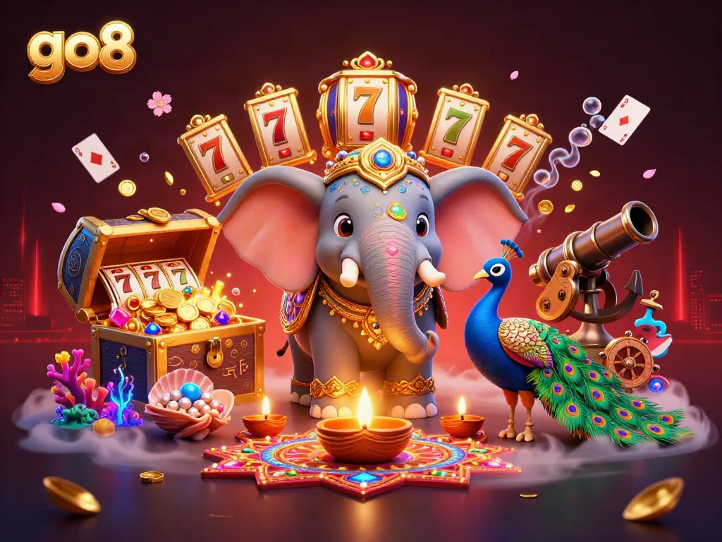 Experience vibrant gameplay dynamics in this go8-themed casino illustration featuring colorful characters and inspired gambling elements.