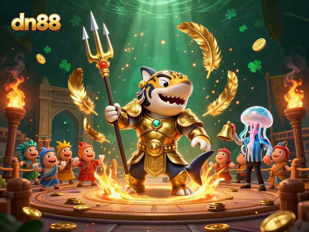 Experience thrilling casino action with dn88 in a dynamic underwater arena featuring a gladiator shark.