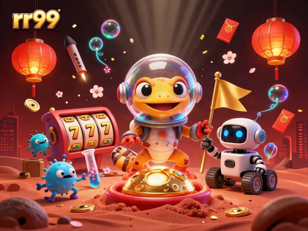Experience thrilling gameplay at rr99 with a Martian gecko discovering a golden casino.