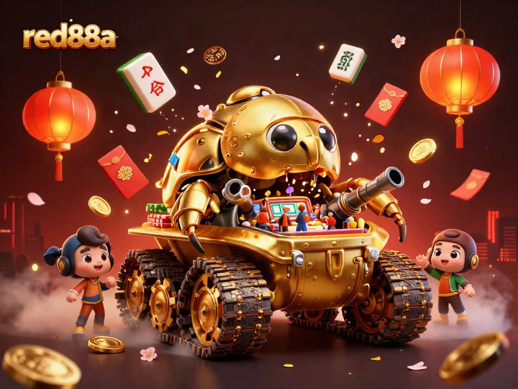 Experience thrilling action with red88a's casino features in a vibrant, animated atmosphere full of games and fun.