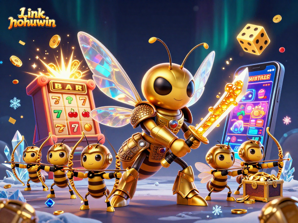 Spin and win with Link nohuwin at the vibrant online slot machine, featuring unique samurai bee characters.