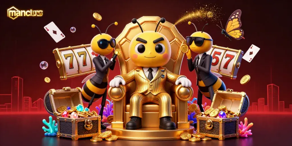 Experience the thrilling manclubs environment with a whimsical 3D mob boss and gaming elements.