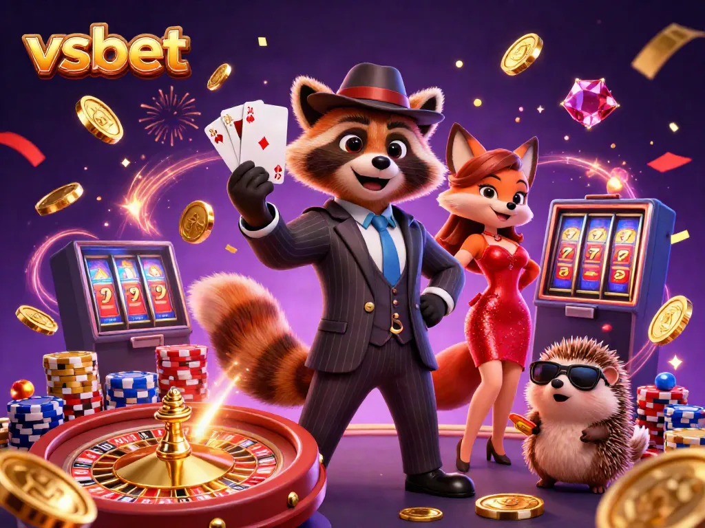 Experience the thrilling excitement of gambling at vsbet with charming characters and vibrant casino elements.