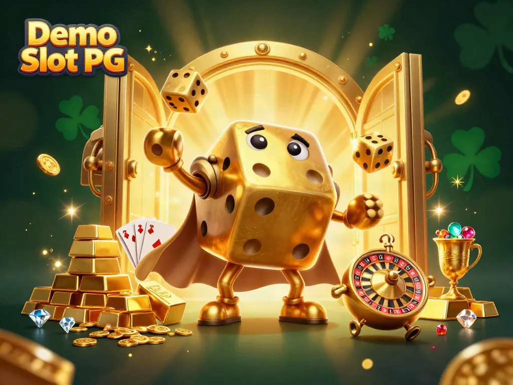 Experience excitement with Demo Slot PG showcased in a vibrant, dynamic casino illustration.