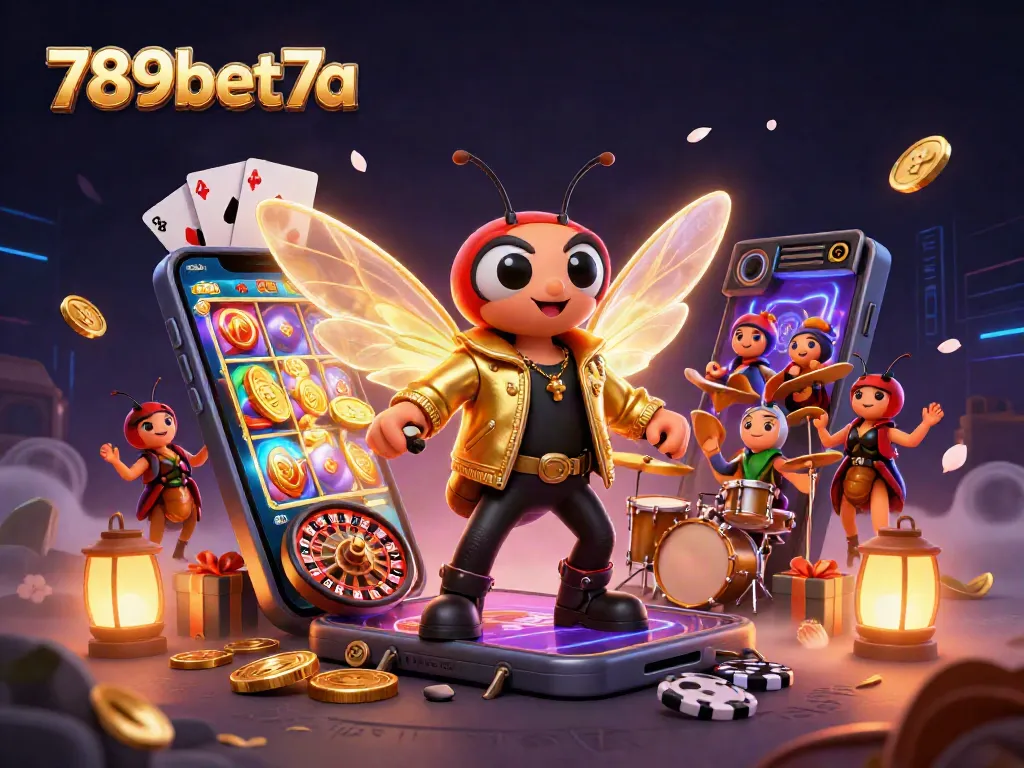 Experience the excitement of 789bet7a with vibrant characters and thrilling casino elements in this dynamic scene.