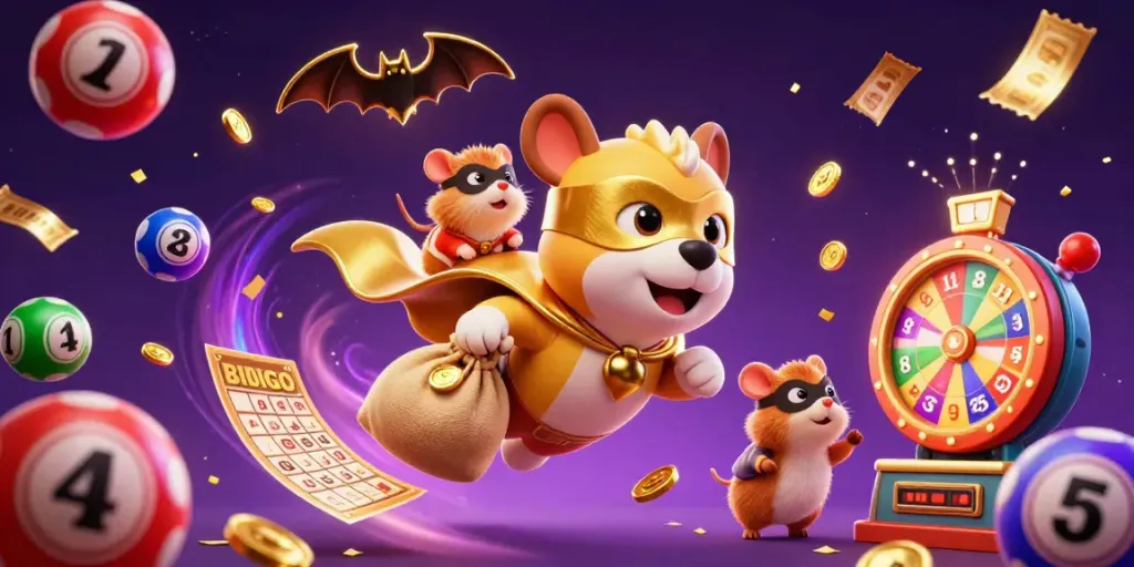 Experience the excitement of Hay88 Apk with a superhero dog, coins, and vibrant lottery elements.