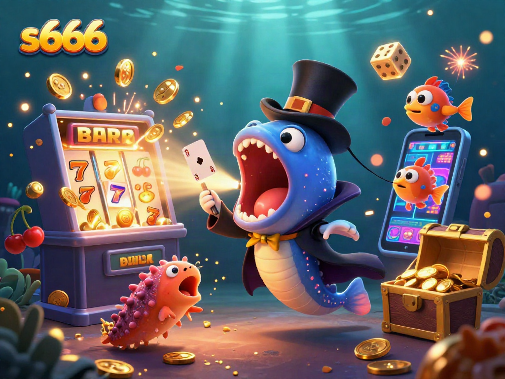 Bet on exciting games with s666, featuring a deep-sea casino adventure illustration.