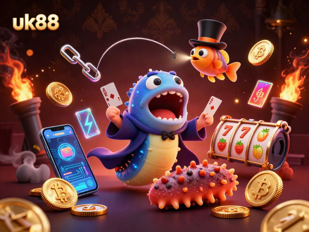 Engage in thrilling uk88 gameplay with a magical underwater scene featuring an eel performing tricks.