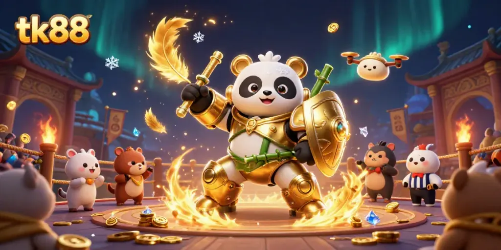 Engage in thrilling tk88 casino action with animated characters in a vibrant arena.