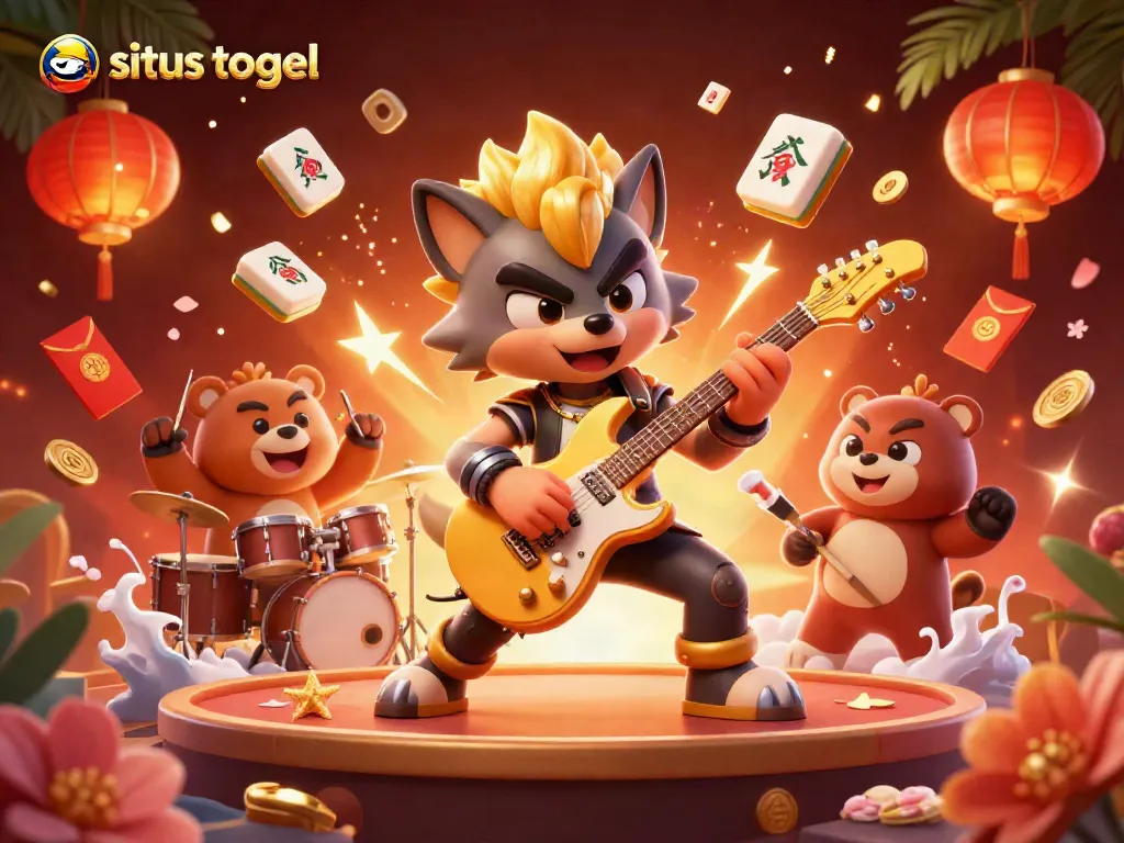 Experience the excitement of situs togel with a vibrant 3D casino scene featuring colorful gaming elements and lively characters.