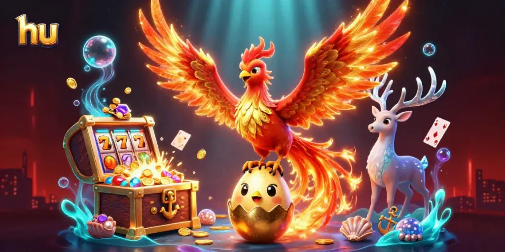Engage with the thrilling world of slots as the hu phoenix soars amongst gold and gems.