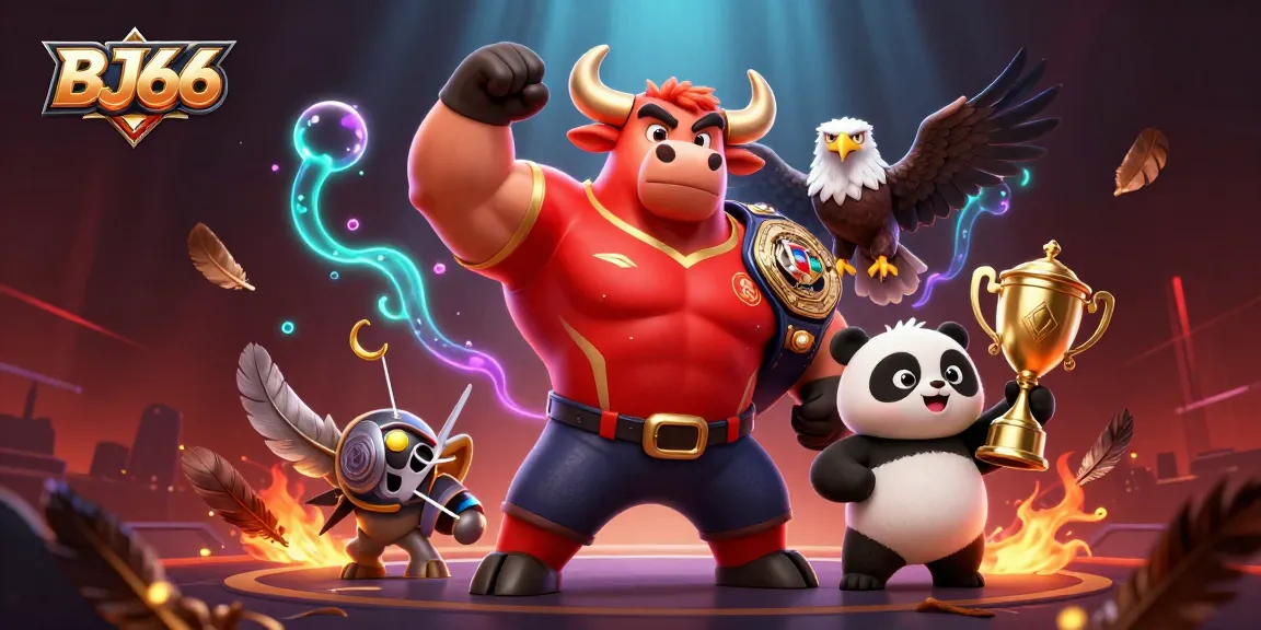 Experience thrilling BJ66 cockfighting action with vibrant characters in an electrifying arena.