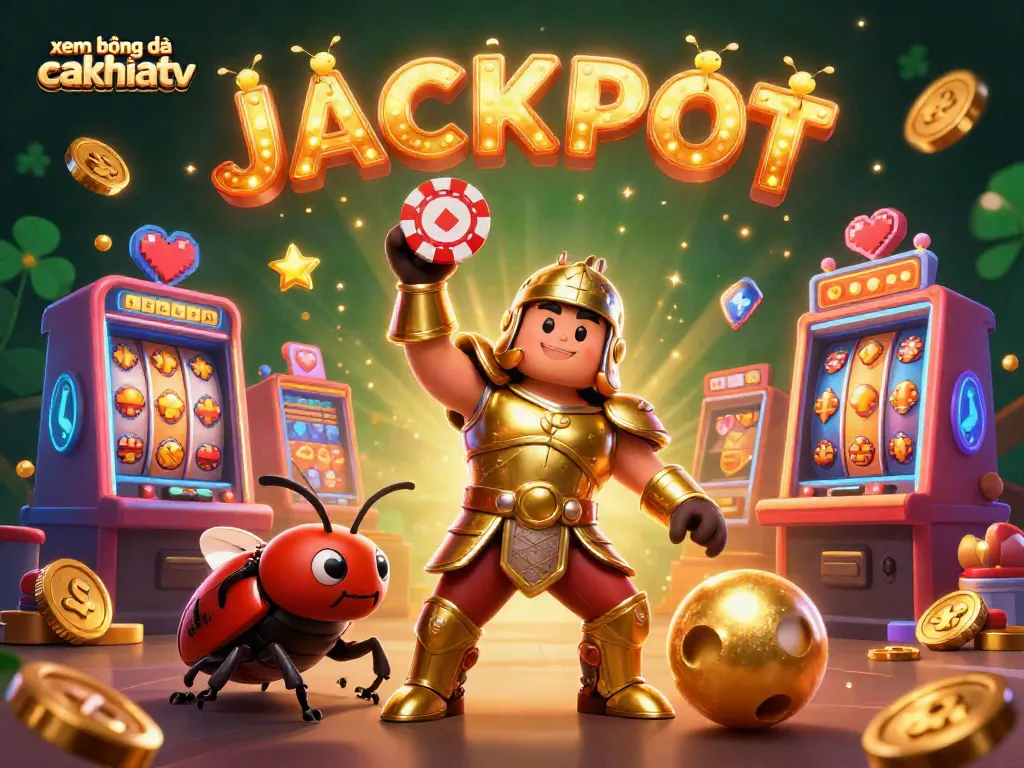 xem bóng đá cakhiatv scene celebrating with jackpot wins through animated victorious characters