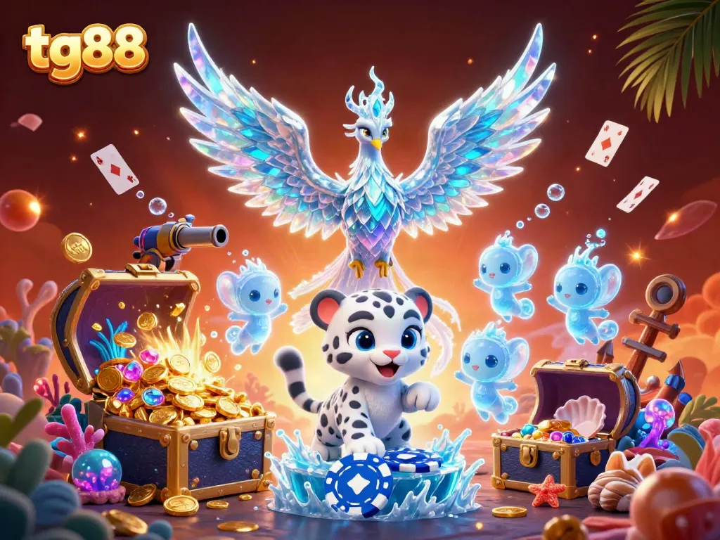 Engage with tg88 in a vibrant scene of 3D casino characters and dynamic gambling elements.