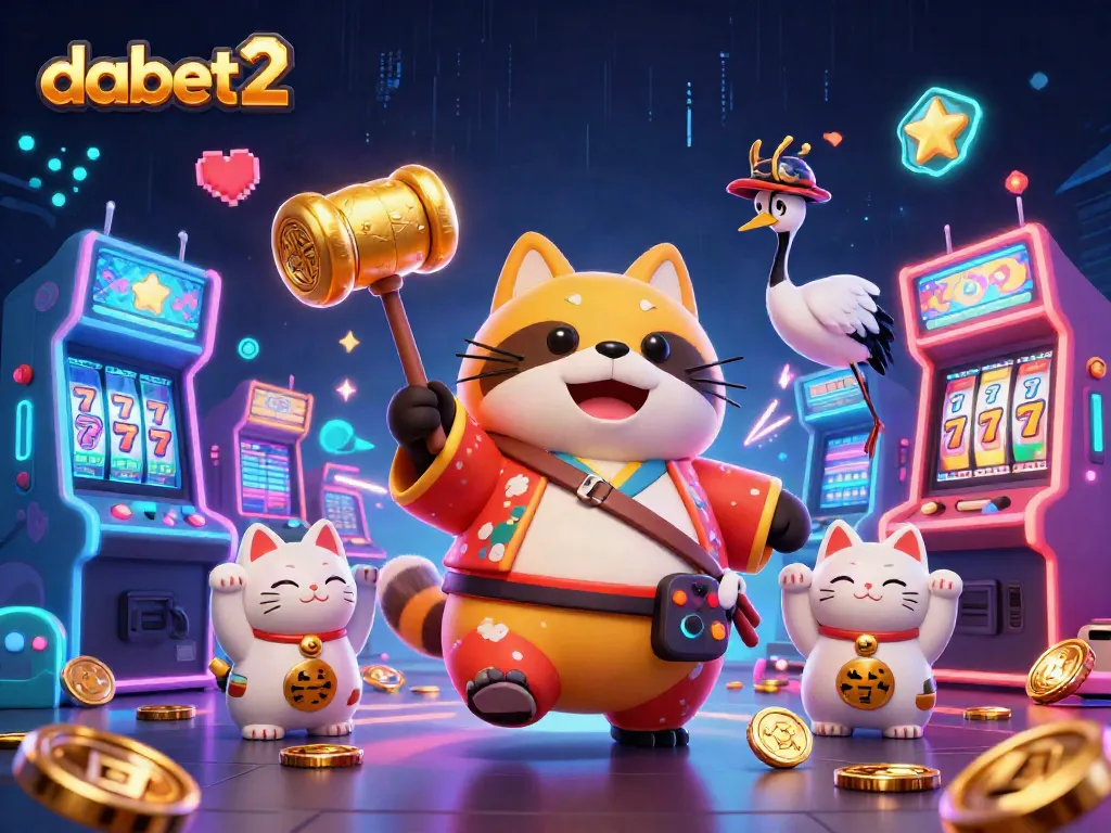 Experience thrilling wins with dabet2, featuring dynamic casino elements alongside cheerful cartoon characters.