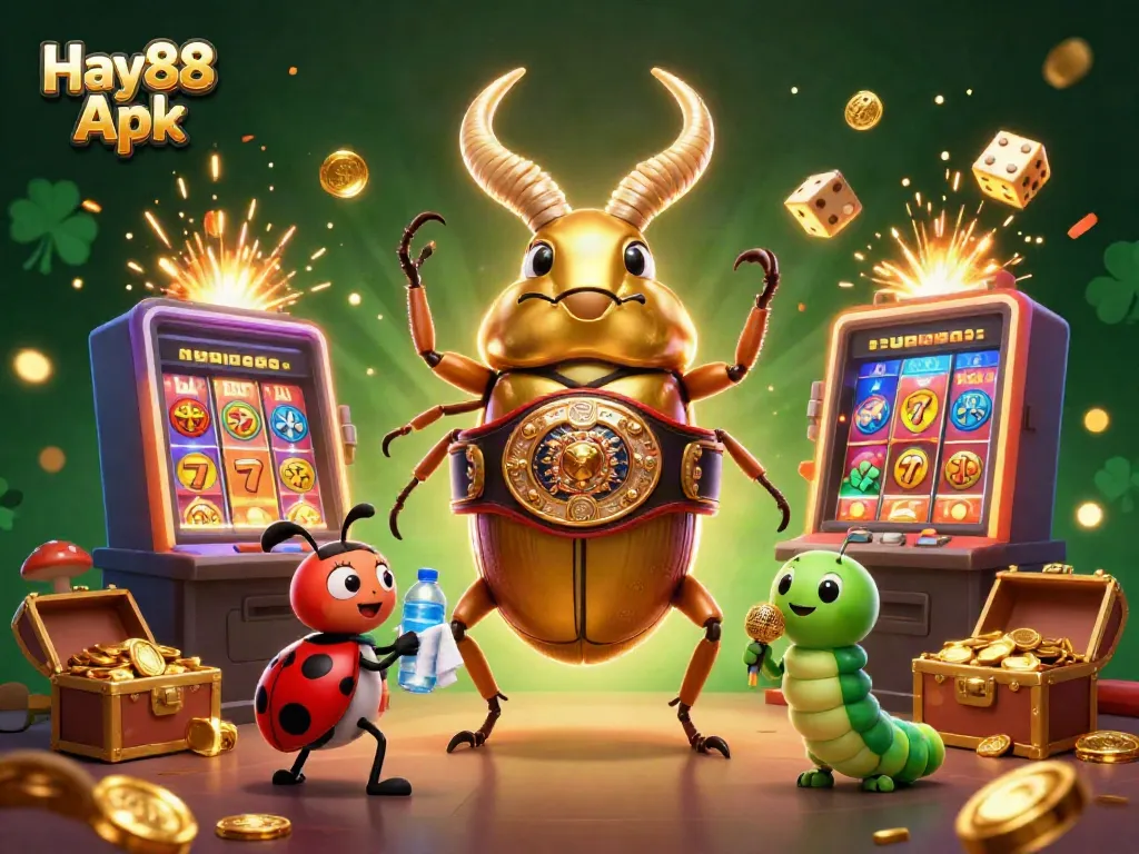 Experience the excitement of Hay88 Apk with a dazzling 3D casino illustration featuring dynamic characters and rich gaming elements.