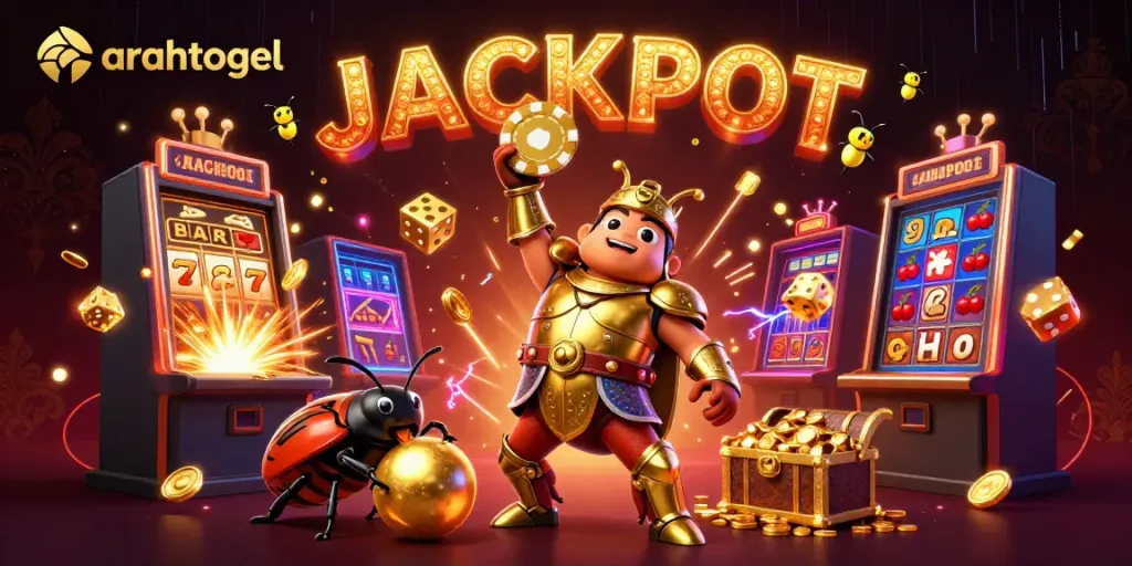 Try your luck with arahtogel as a hercules beetle celebrates a casino jackpot