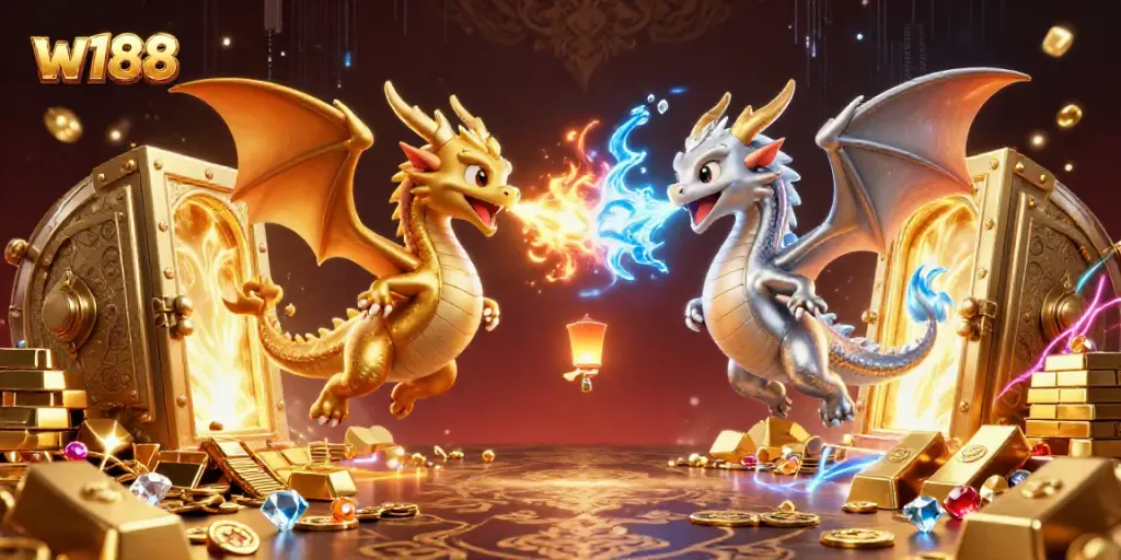 Win big with w188: dragons breathing fire and ice amid a treasure-filled casino!